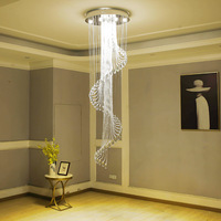 ENSEMBLE Villa Moderne Linéaire LED Luminaires Haut Plafond Hôtel De Luxe Cristal Anneau Escalier Lustre