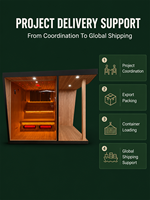 NIKMATI Ruangan Sauna Kubus Tradisional Luar Ruangan dari Kayu Cedar Merah Solid, Uap Basah, Kapasitas 2-4 Orang, Tungku Sauna 6kW, Kaca Panoramic