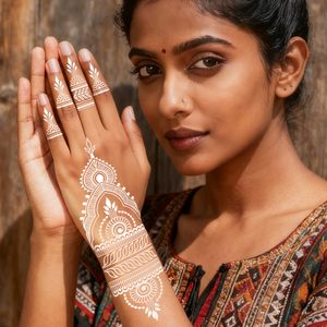 Livraison Rapide Tatouages Autocollants Éphémères au Henné Imperméables Blancs Roses Marrons Rouge Grenat pour Mains et Doigts Entiers, pour Filles et <span class=keywords><strong>Femmes</strong></span> - Product Image 3