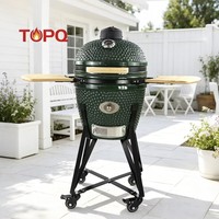 Grill Kamado en céramique portable de 18 pouces avec fumoir pour barbecue, fabrication OEM/ODM par l'usine chinoise TOPQ