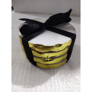 Sous-verres super vendus, de forme ronde, en pierre artisanale avec bordure dorée, pour la décoration de table - Product Image 1