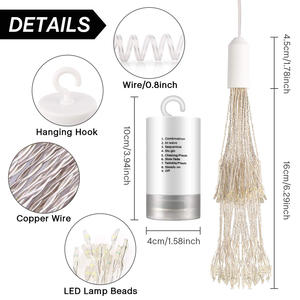 <span class=keywords><strong>Bleu</strong></span> Blanc Feu D'artifice LED Fil <span class=keywords><strong>De</strong></span> Cuivre Guirlande Lumineuse Suspendus Starburst Fée Lumières pour La Fête <span class=keywords><strong>De</strong></span> Noël Jardin Décoration Extérieure - Product Image 5