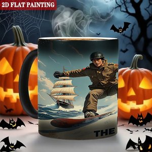 Tasse magique sensible à la chaleur en céramique noire givrée 11oz, design moderne et épuré, pour bureau ou chambre - Product Image 6