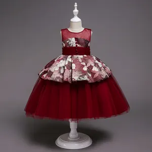 Putri Gadis Gaun untuk Pernikahan Anak-anak Vintage Fancy Bunga Gaun Anak Bengkak Pakaian 2109