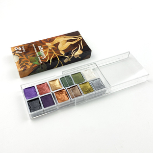 Kit de peinture <span class=keywords><strong>aquarelle</strong></span> pour enfants, ensemble de peinture solide nacrée pour dessins métalliques, 12 couleurs, vente en gros, - Product Image 2