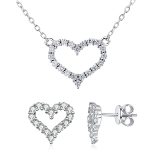 Ensemble <span class=keywords><strong>de</strong></span> bijoux en moissanite scintillante personnalisé, prix d'usine, pendentif en argent 925 en forme <span class=keywords><strong>de</strong></span> cœur, certificat GRA gratuit pour femmes - Product Image 1