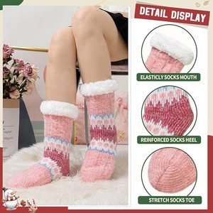 <span class=keywords><strong>Calcetines</strong></span> Antideslizantes Térmicos de Punto Transpirables a Media Pantorrilla para Mujer, con Forro de Vellón Coral y Puño Antideslizante, Ideales para Uso Diario en Primavera - Product Image 6