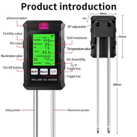 Monitor de fertilidad de humedad de pH del suelo 6 en 1, probador inteligente de humedad de temperatura de luz de planta con retroiluminación para jardín, granja, uso doméstico