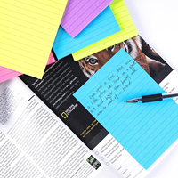Lot de 6 blocs de notes autocollantes lignées 4x6 pouces, blocs de notes autocollants néon brillants avec lignes lignées pour le bureau et l'école