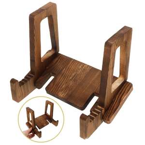 Support de Lazy Susan en <span class=keywords><strong>bois</strong></span> à deux niveaux pour la cuisine, le bureau Support transfrontalier pour la lecture de livres de recettes et de tablettes/téléphones pour la vaisselle - Product Image 1