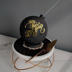 Décoration de gâteau en acrylique 'Honey And Sweetness' et 'Happy New Year' avec écriture noire et dorée, insert pour gâteau de Noël, décoration de fête des fêtes 2026 - Product Image 2