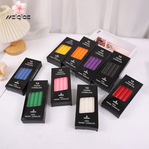 10pcs/box Semi-Mechanical Handmade Long Rod Cylinder Ordinary Lighting Colorful <strong>Candle</strong> for Candlelight Dinner Western Restaurant - Product Image 3