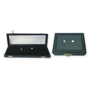 Black Jewelry <b>Display</b> <b>Case</b> with Glass Window Metal Clasp Storage Organizer for Loose Diamonds Gemstones - Product Image 1
