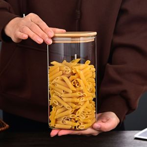 Bocaux de conservation en verre borosilicate de haute qualité de forme carrée pour la cuisine, récipients alimentaires en verre, bocaux de conservation hermétiques en verre avec couvercle en bambou - Product Image 6