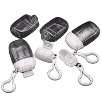 Flacon vide en plastique PET de 30 ml (1 oz) avec capuchon à charnière, porte-clés, pour gel alcoolisé, désinfectant pour les mains, format mini de poche pour enfants, avec crochet