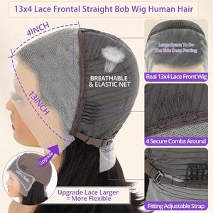 <span class=keywords><strong>Perruque</strong></span> Lace Frontale HD en Gros pour Femmes Noires Couleur <span class=keywords><strong>Naturelle</strong></span>, Perruques Courtes Carrées, Cheveux Humains Lace Front Sans Colle, <span class=keywords><strong>Perruque</strong></span> Carrée Ondulée Profonde Brute - Product Image 4