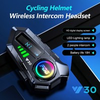 Auriculares Inalámbricos para Casco de Motocicleta con Micrófono Bluetooth, Diseño Ligero e Impermeable Y30, con Linterna LED