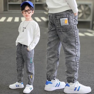 <span class=keywords><strong>Pantaloni</strong></span> in Denim Primaverili/Estivi per Ragazzi con Polsini Larghi Foderati in Pile Ispessiti per Bambini - Product Image 2