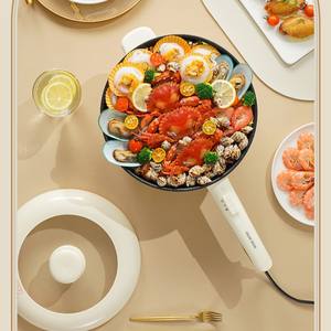 Poêle électrique AUX 4,5 L ronde avec revêtement antiadhésif, commande mécanique, blanc cassé, multifonctionnelle - Product Image 3