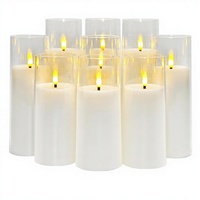 Lilin Pilar LED Tanpa Api Kakoya, Baterai, Kontrol Remote, Timer 2/4/6/8 Jam, Bahan Akrilik, Finishing Poles