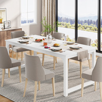 Table à manger rectangulaire blanche Tribesigns 71"x31.5", table de cuisine avec plateau assemblé pour salle à manger