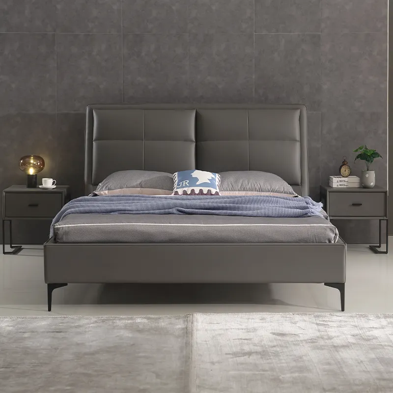 مجموعة غرفة نوم حديثة سرير فاخر بتصميم ملكي غطاء فندقي مزدوج حجم كينج سرير محشو