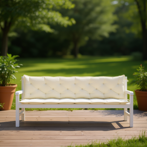 Juego de 2 cojines para banco de jardín, color blanco crema, rectangulares, resistentes al agua, extraíbles, lavables, de poliéster para todas las estaciones - Product Image 2