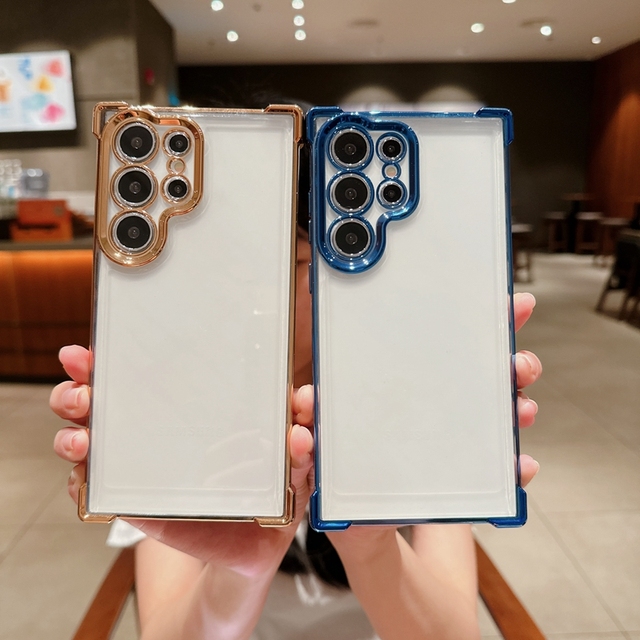 Luxury Electroplating Shockproof Clear Soft TPU Phone Case for Samsung Galaxy S24 Ultra S24 Plus A15 A25 A35 A55