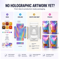 Emballage de qualité alimentaire personnalisé Bonbons Noix Sac en plastique PE biodégradable Sac support en papier d'aluminium Sac en mylar holographique avec fenêtre