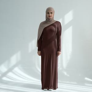Robe longue à manches longues en coton modal extensible, tenue modeste pour femmes musulmanes, col rond, sous-vêtements arabes, vêtements de l'Aïd, vêtements islamiques, robe caftan turque - Product Image 2