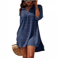 Robe Tunique Courte Chic d'Été pour Femme en Dentelle Extensible, Cache-Maillot de Plage Fluide en Polyester Spandex, Couleurs Inaltérables, Tenue de Vacances