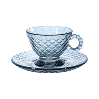 Service à Tasses en Verre avec Soucoupe pour Café et Thé, Coffret d'Emballage Personnalisable, Vente en Gros pour Mariages et Maison
