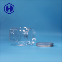 Pot en plastique PET de forme polygonale de 820 ml pour bonbons rocheux, noix, en-cas, aliments en conserve avec couvercle en plastique, étanche, sans BPA, qualité alimentaire