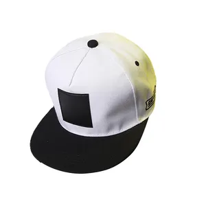 Cotton 3d Embroidery Leather Patch White And Black 5 Panel Caps Plain Snapback Hats Custom Logo Men Snapback Hats