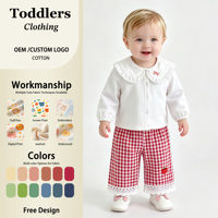 Pantalon court à carreaux pour bébé fille Angou Autumn 6M-4Y, motif dessin animé, taille élastique, à petits carreaux, avec bordure en dentelle