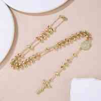 Perles de chapelet tricolore Oro Laminado plaqué or 14K bijoux religieux catholiques avec Zircon pour fournitures de fabrication de bijoux