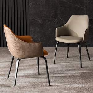 Chaise de salle à manger rembourrée moderne gris clair orange gris foncé JKS pour adultes, usage domestique, hôtelier et de restauration - Product Image 1