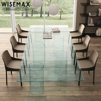 WISEMAX FURNITURE Meubles modernes de luxe uniques, table à manger rectangulaire en verre trempé transparent pour 6 personnes