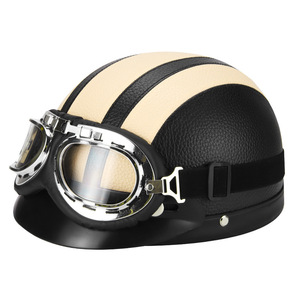 Skuter Listrik Retro Model Empat Musim Tipe Lingkaran Tanpa Slot 4-Suspensi Ringan Helm Setengah Kulit Keselamatan Bersepeda - Product Image 5