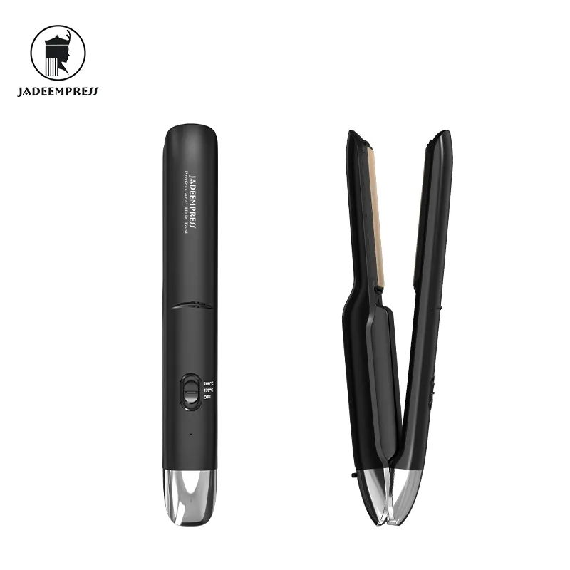 Jadeempress profesyonel 2 In 1 saç düzleştirici bigudi akülü USB şarj edilebilir taşınabilir seyahat ev saç düzleştirici