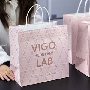 Sacs à emporter en papier kraft biodégradable écologiques personnalisés avec poignées pour articles de boulangerie, emballage de livraison de nourriture - Product Image 4