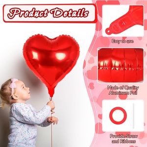 Ballons en Mylar en forme de cœur rouge de 18 pouces, gonflables à l'hélium, personnalisés, Globos San Valentin, Anniversaire, Saint-Valentin, Décoration de mariage - Product Image 3