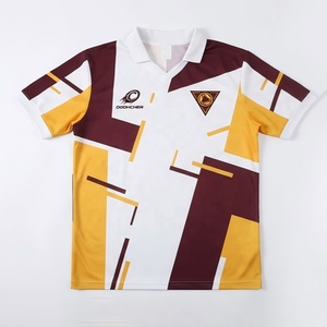 Maillot de football et de soccer personnalisé rétro géométrique Blokecore à col en V, blanc, bordeaux, jaune, avec empiècements, sublimation intégrale, entraînement, OEM, ODM - Product Image 2