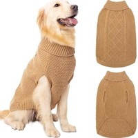 Pull en acrylique tricoté torsadé pour chien, col montant, idéal pour l'hiver et les promenades quotidiennes (vente en gros)