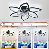 Ventilateur de plafond décoratif en acrylique moderne pour hall d'hôtel, forme de fleur, avec source de lumière LED et télécommande intégrée