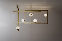 Simig éclairage moderne simple cadre rectangulaire suspension Mondrian lustre de plafond en verre pour projet
