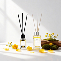 Bouteille diffuseur de parfum rectangulaire vide en gros 100ml 150ml 200ml – Bouteille vide en verre pour diffuseur à bâtonnets avec bouchon doré