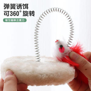 Mainan Kucing Plush Awet & Tiang Garukan dengan Pegas untuk Mengasah Cakar, Perakitan Mudah, Dilengkapi Pohon Kucing & Penggaruk untuk Bermain - Product Image 2