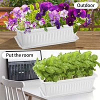 Pot de fleur rectangulaire en plastique crème Jardinières potagères d'extérieur