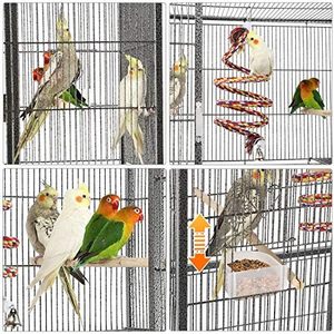 69-Inch büyük Metal kuş kafesi siyah beyaz katı papağanlar için atiatiels Aviary Parakeets Budgie ispinoz yetiştiriciliği plastik tepsi - Product Image 5